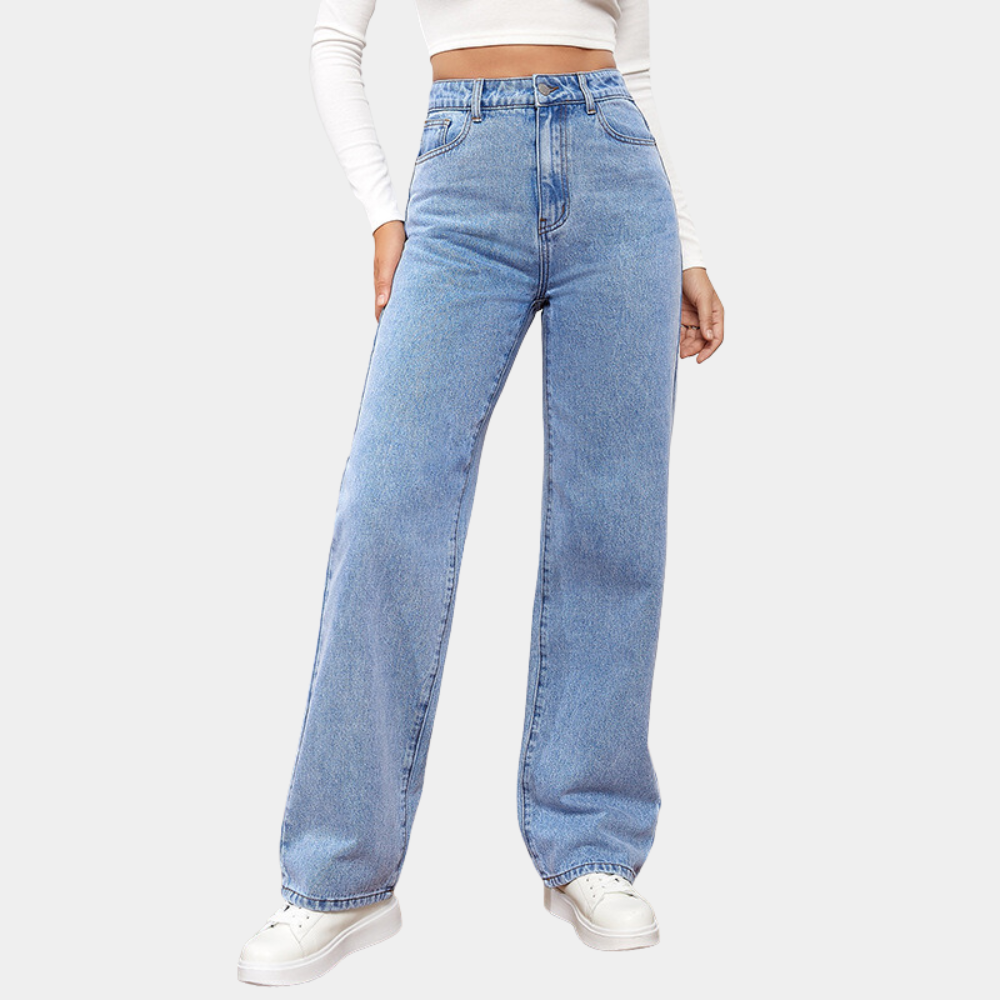 Fayra - Hochtaillierte Jeans mit geradem Bein Hellblau 2