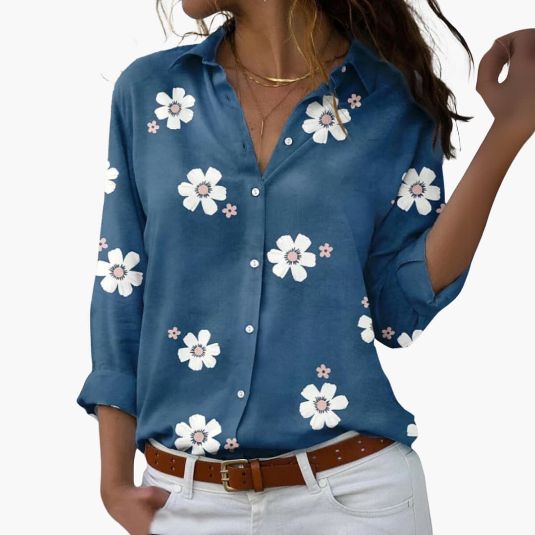 Felina - Florale Bluse mit elegantem Blumenmuster Blau