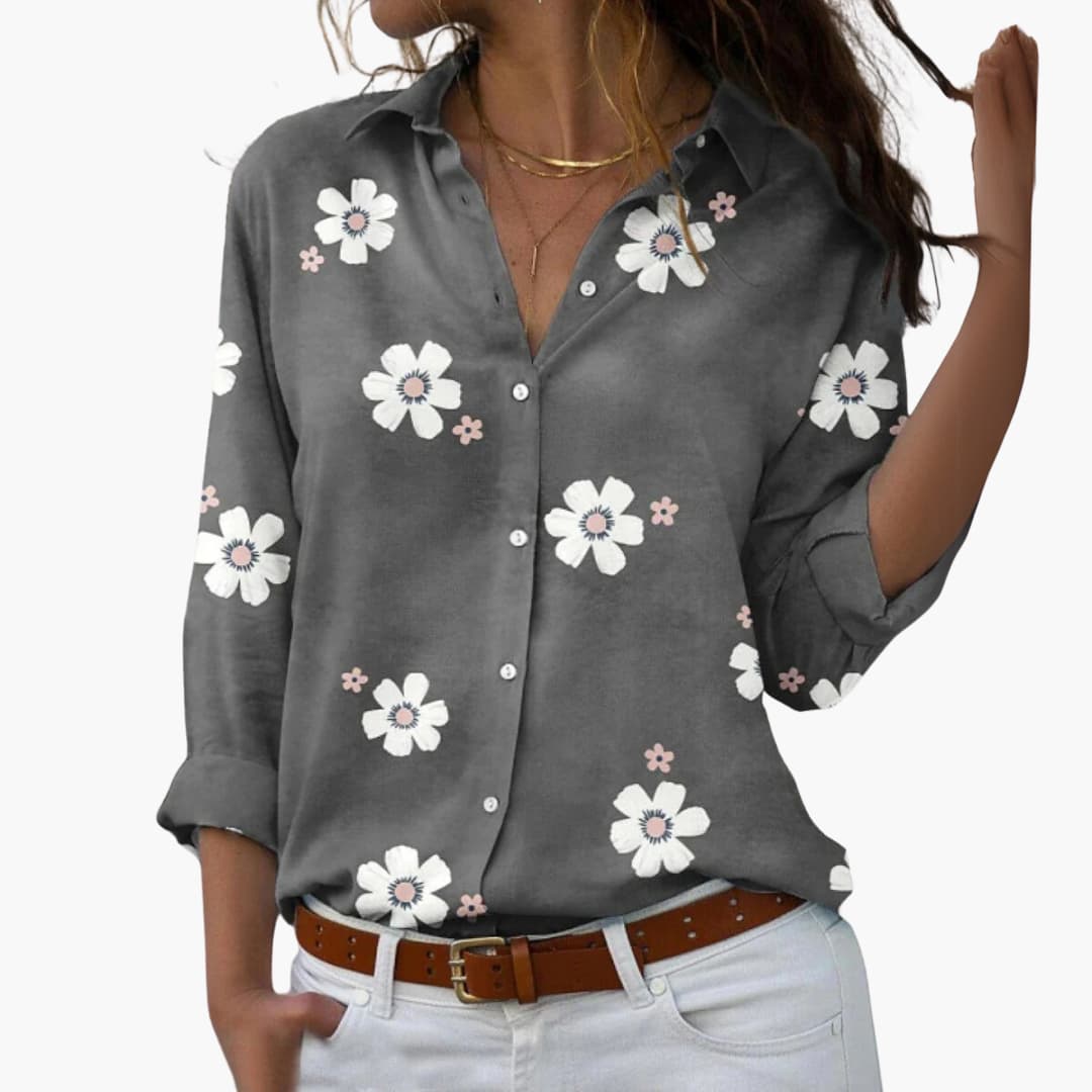 Felina - Florale Bluse mit elegantem Blumenmuster Grau