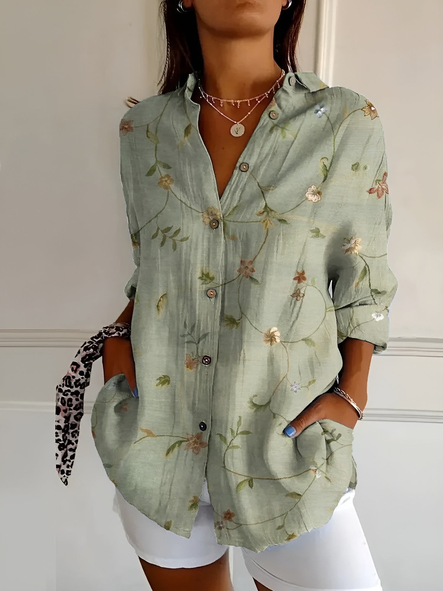 Felina - Stilvolles Button Down Hemd Für Damen Grun