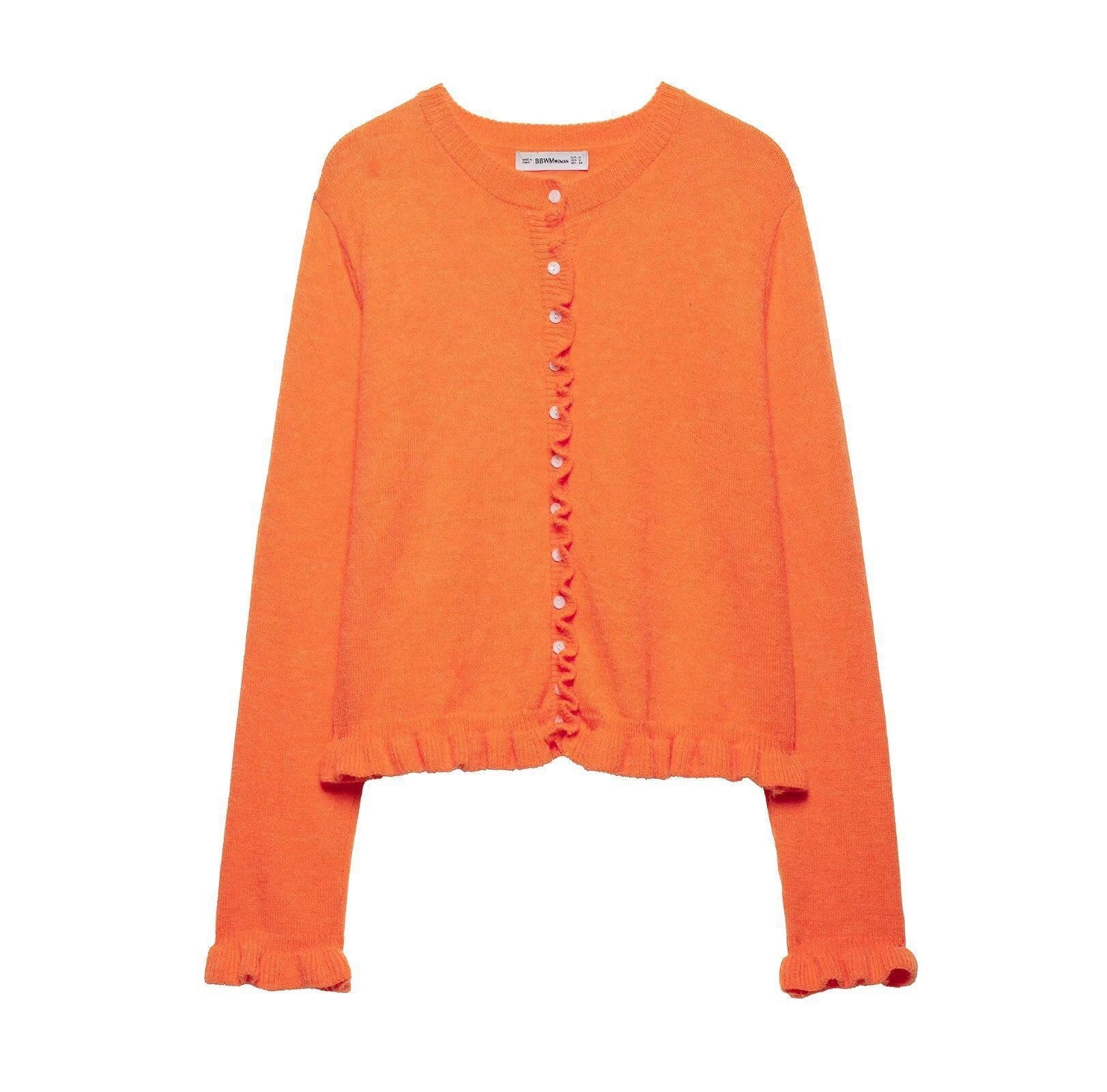 Benita – Strickjacke Mit Rüschenabschluss Und Knopfleiste