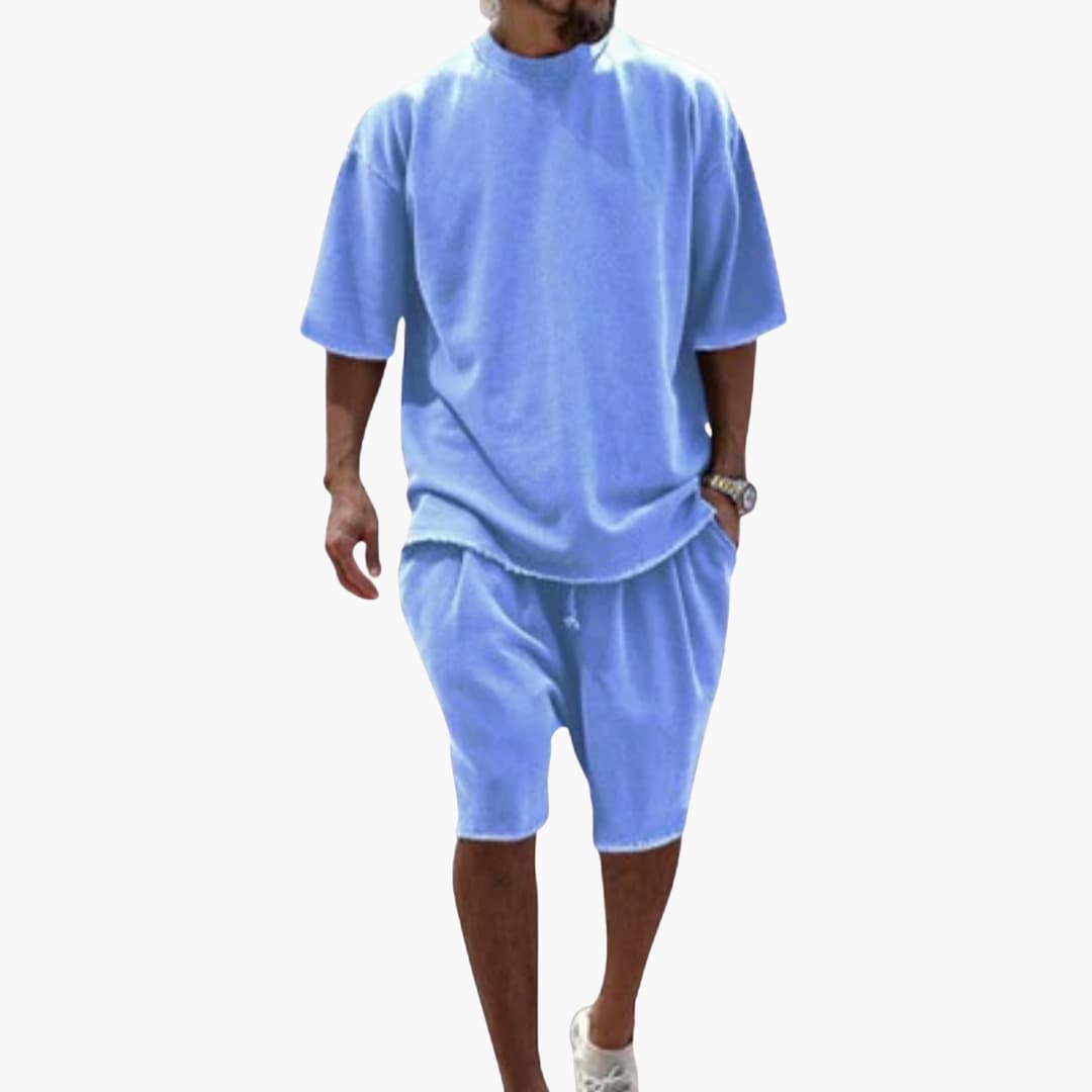 Fennek - Herren Sommer Zweiteiler mit Kordelshorts Blau