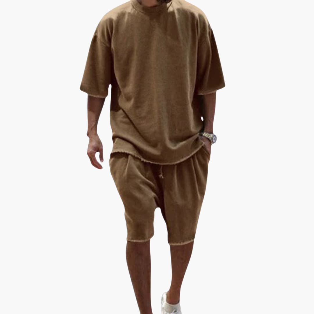 Fennek - Herren Sommer Zweiteiler mit Kordelshorts Braun