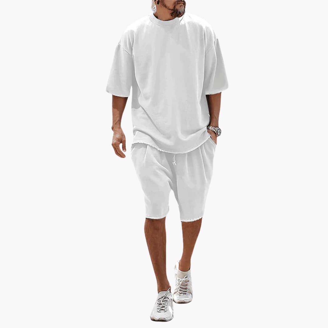 Fennek - Herren Sommer Zweiteiler mit Kordelshorts Weiß