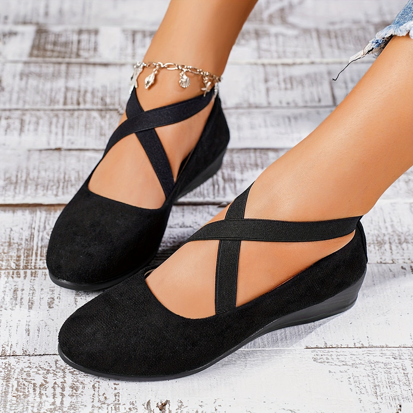 Filomena - Damen Freizeitschuhe Mit Keilabsatz Schwarz 2