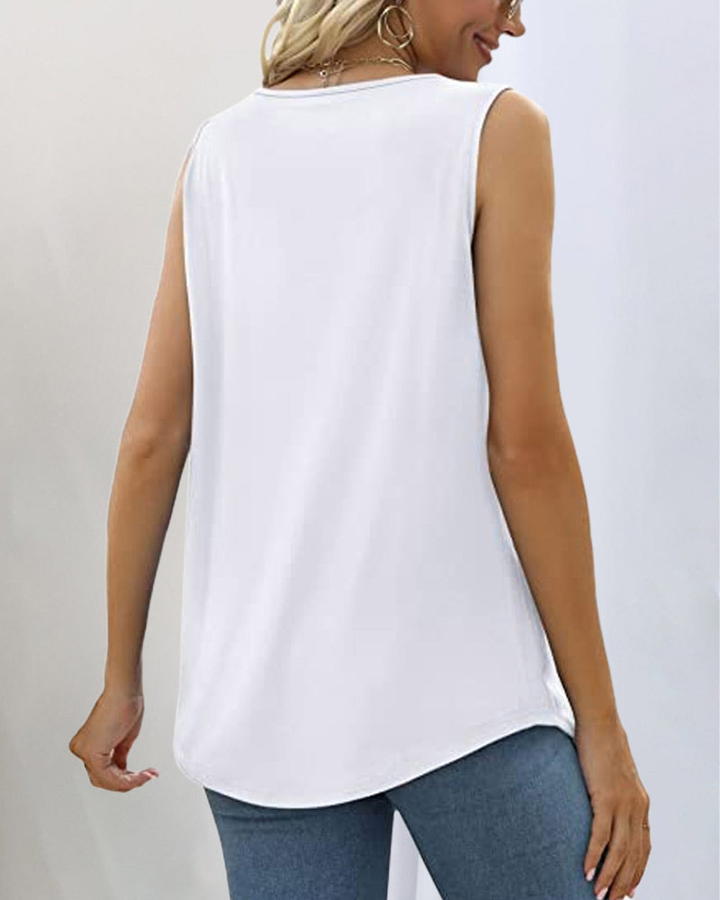 Fiona-Ärmelloses Tanktop mit eckigem Ausschnitt Weiß 1