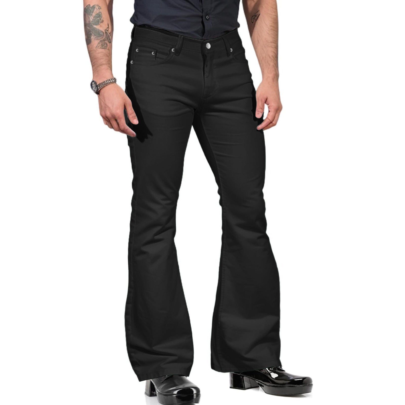 Fitz – Freizeit-Herrenbellbottom-Hose Schwarz