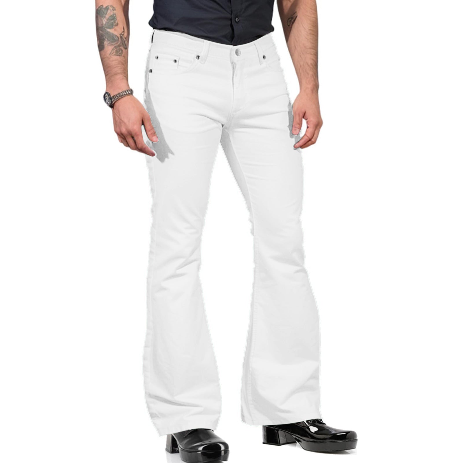Fitz – Freizeit-Herrenbellbottom-Hose Weiß