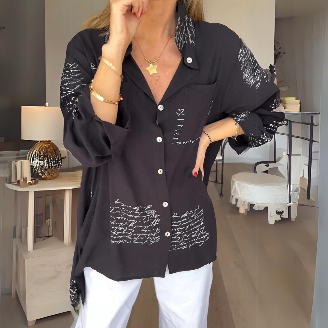 Flavie - Künstlerisches Button-Up-Hemd Schwarz 
