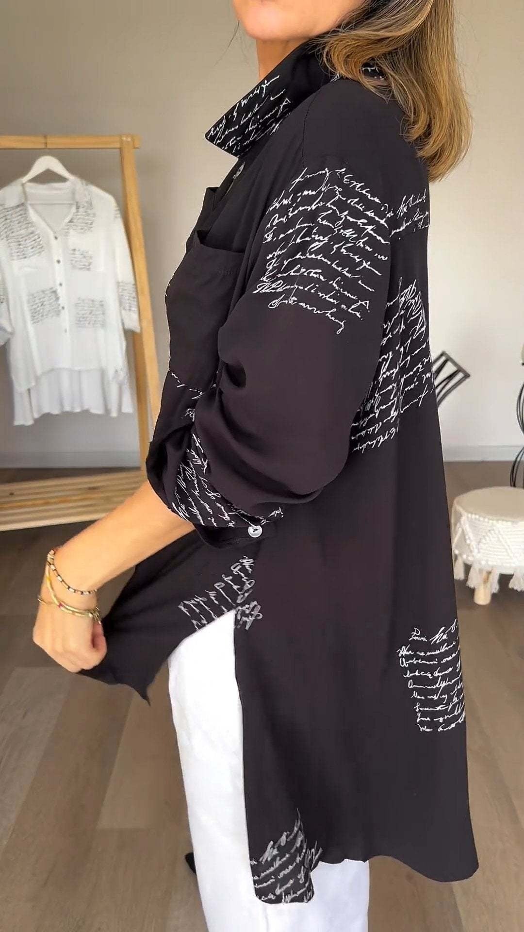 Flavie - Künstlerisches Button-Up-Hemd Schwarz  1
