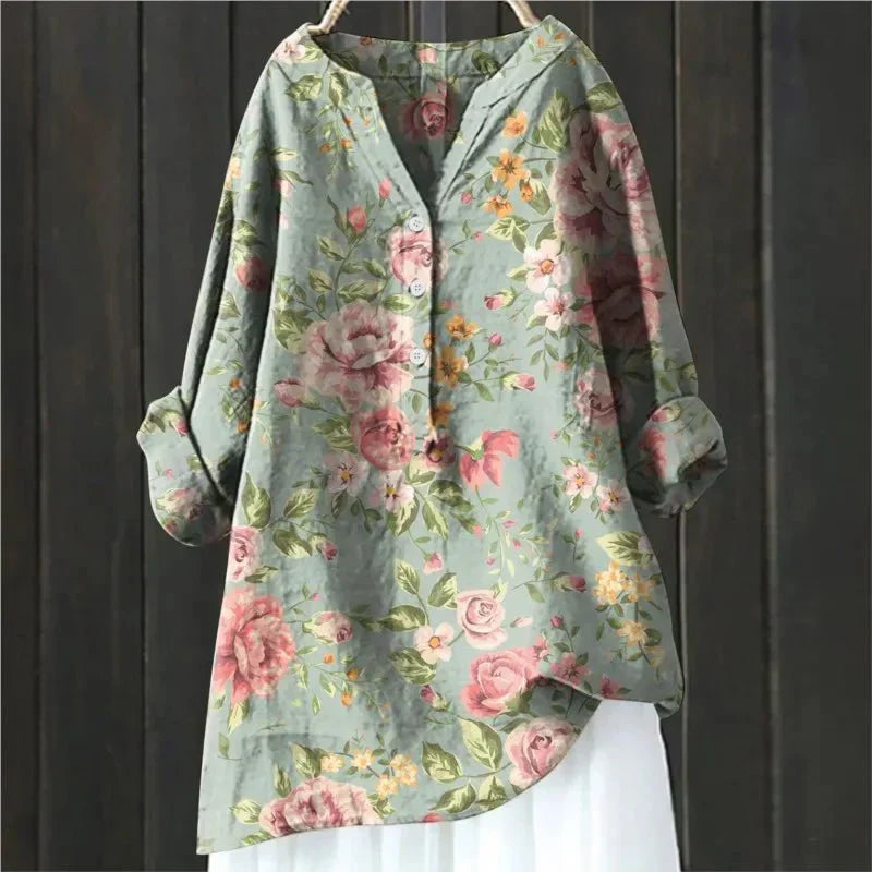Fleur - Schicke Bluse mit floralen Akzenten Rosen