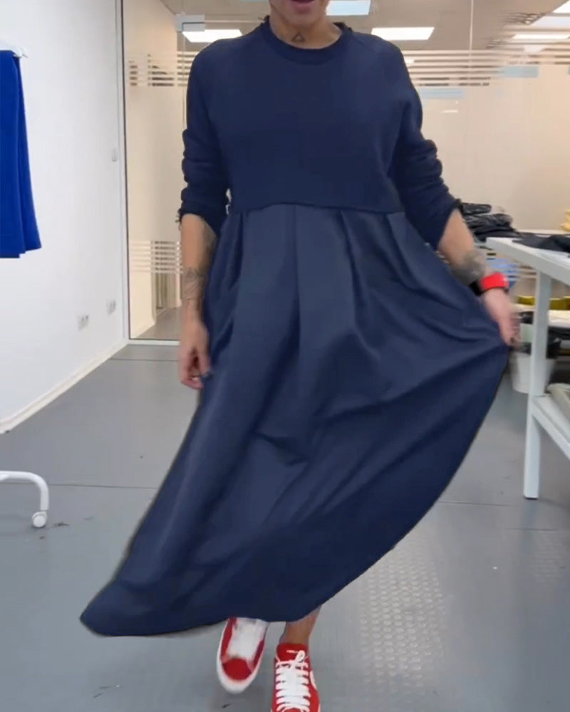 Franka-Maxikleid in Uni-Farbe Freizeitkleid Blau 1