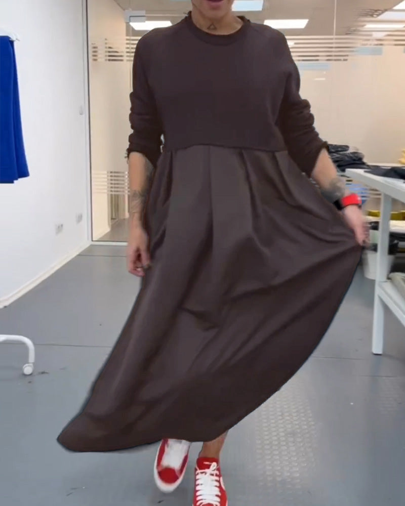 Franka-Maxikleid in Uni-Farbe Freizeitkleid Kaffee 1
