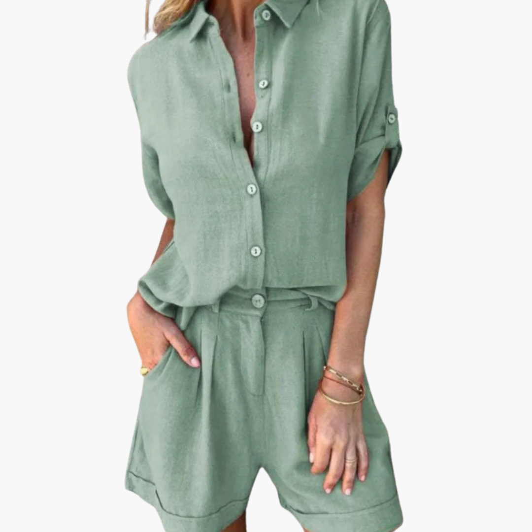 Franziska - Sommer Jumpsuit für Damen Kurz, Bequem & Stylisch Grün