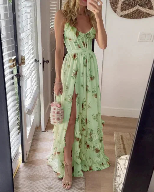  Freda - Sommerkleid Mit Blumendruck Für Damen Grun