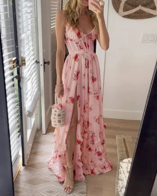 Freda - Sommerkleid Mit Blumendruck Für Damen Rosa