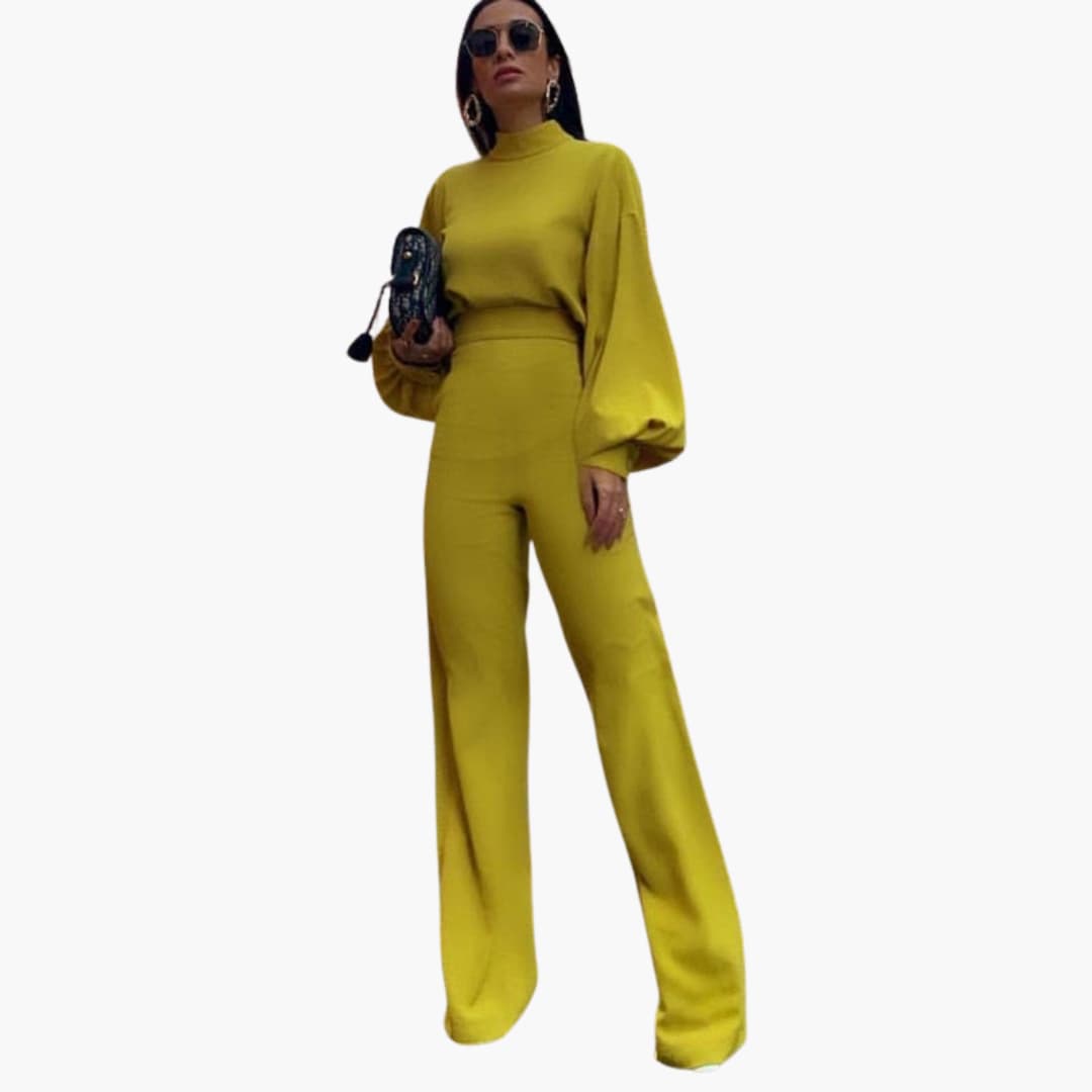 Friesa - Eleganter Damen Jumpsuit - Bequemer Stil mit halbem Kragen Gelb