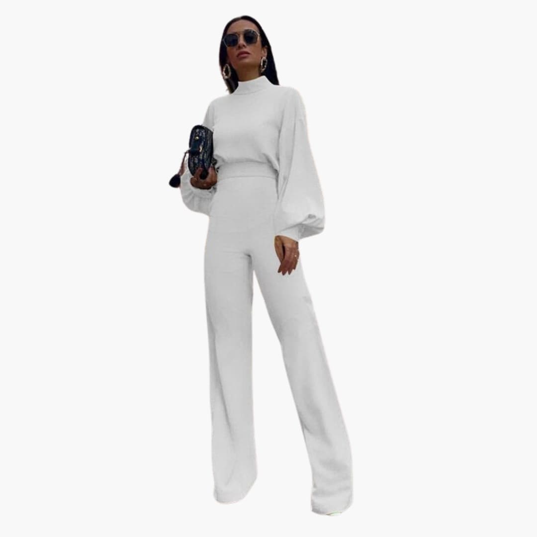 Friesa - Eleganter Damen Jumpsuit - Bequemer Stil mit halbem Kragen Weiß