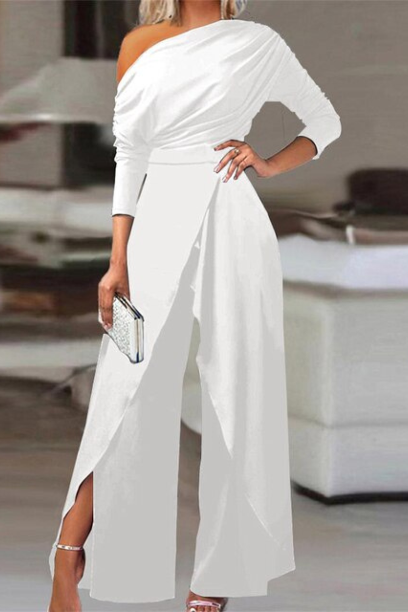Fysalie - Damen Festlich Jumpsuit Weiß