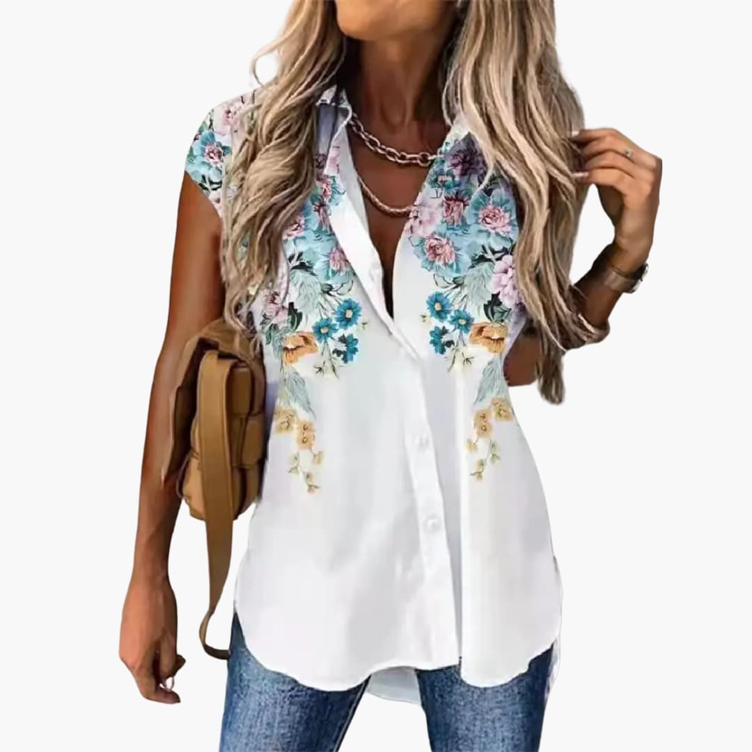 Gabriele - Sommer Top für Damen mit Schmetterlingsdruck Grün