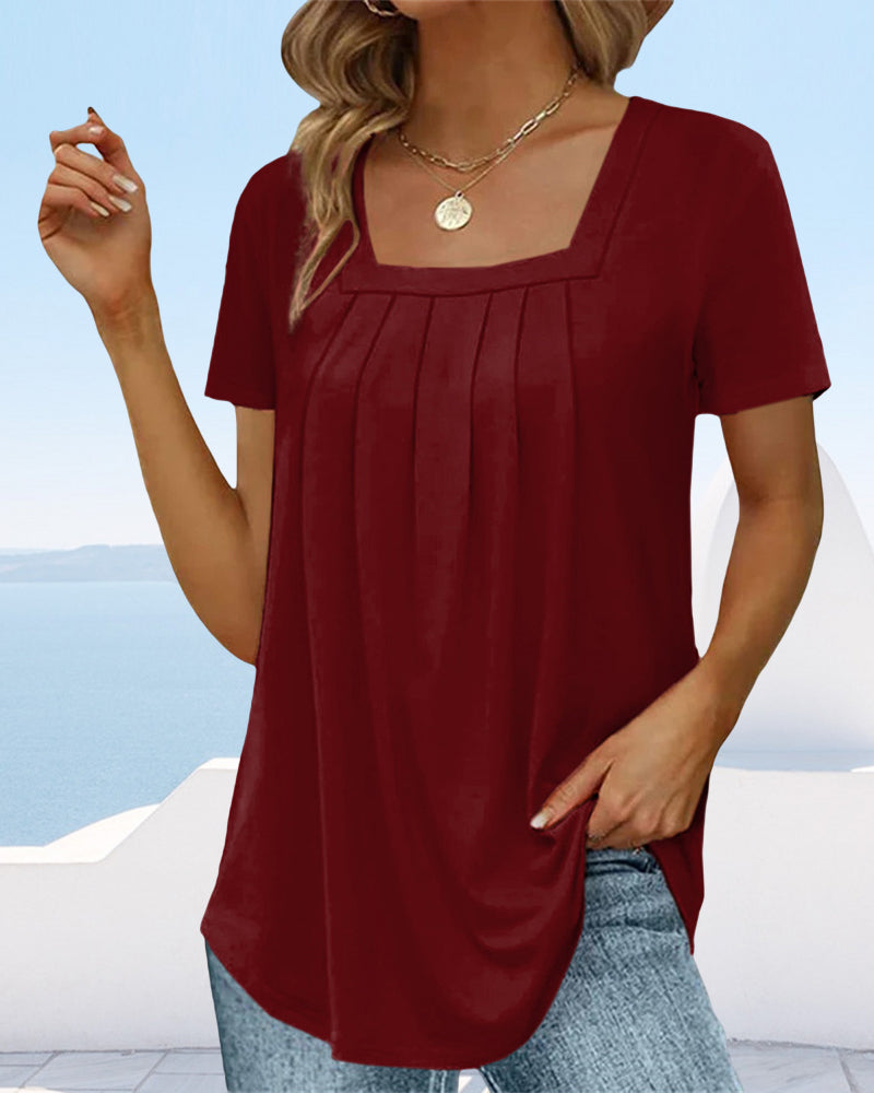 Garance-Schlichtes T-Shirt mit eckigem Ausschnitt Weinrot 1
