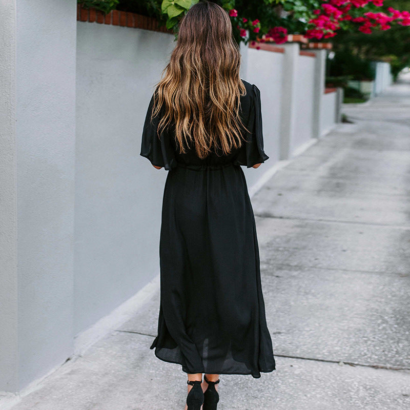 Geraldine- Damen Maxi Kleid mit kunstvoller Stickerei Schwarz 3