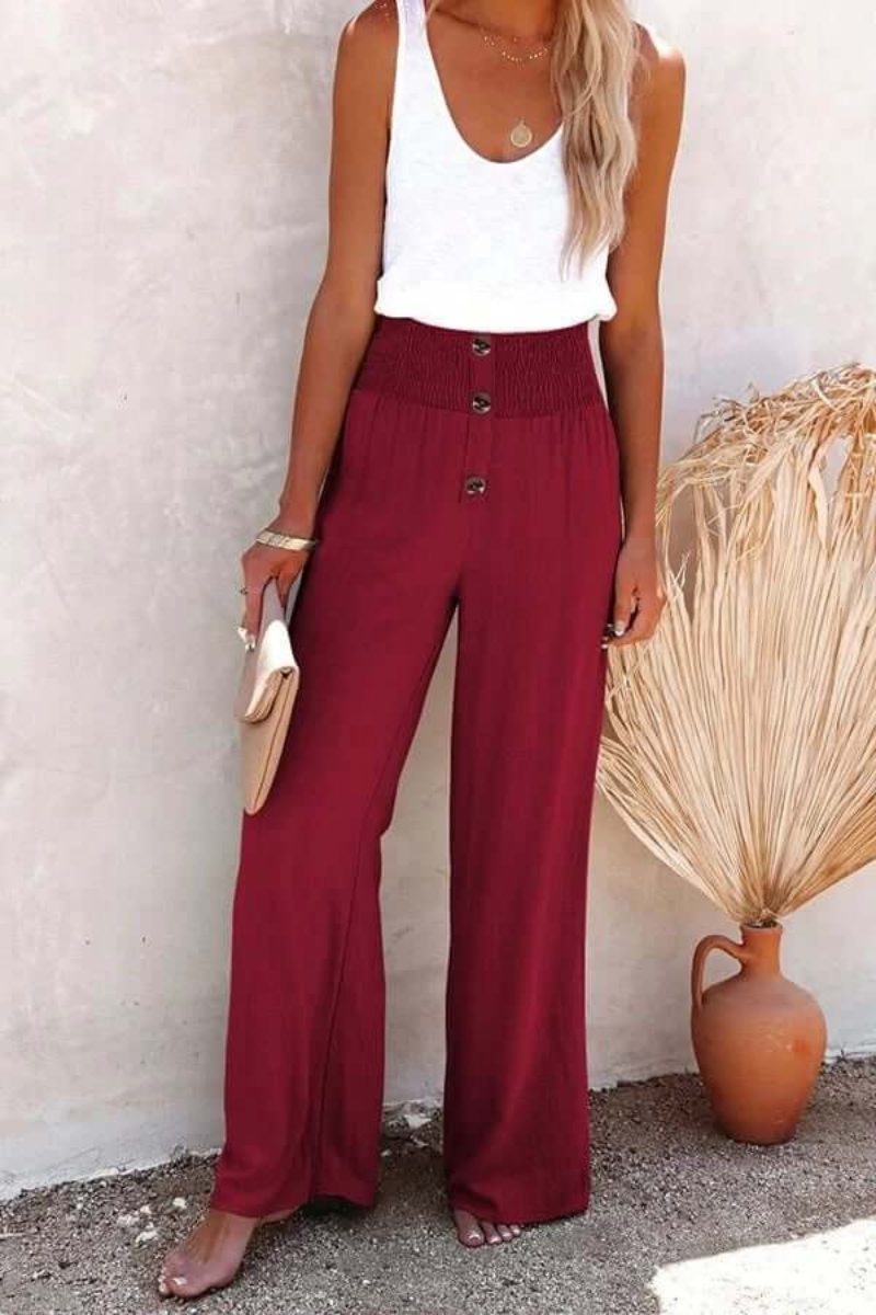 Gerlind - Damen Elegant Weite Hose Weinrot