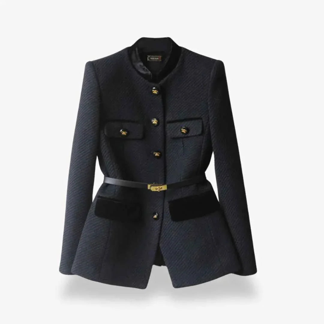 Gertrud - Tweed-Blazer tailliert geschnitten Schwarz