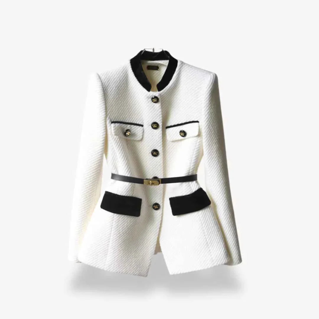 Gertrud - Tweed-Blazer tailliert geschnitten Weiß