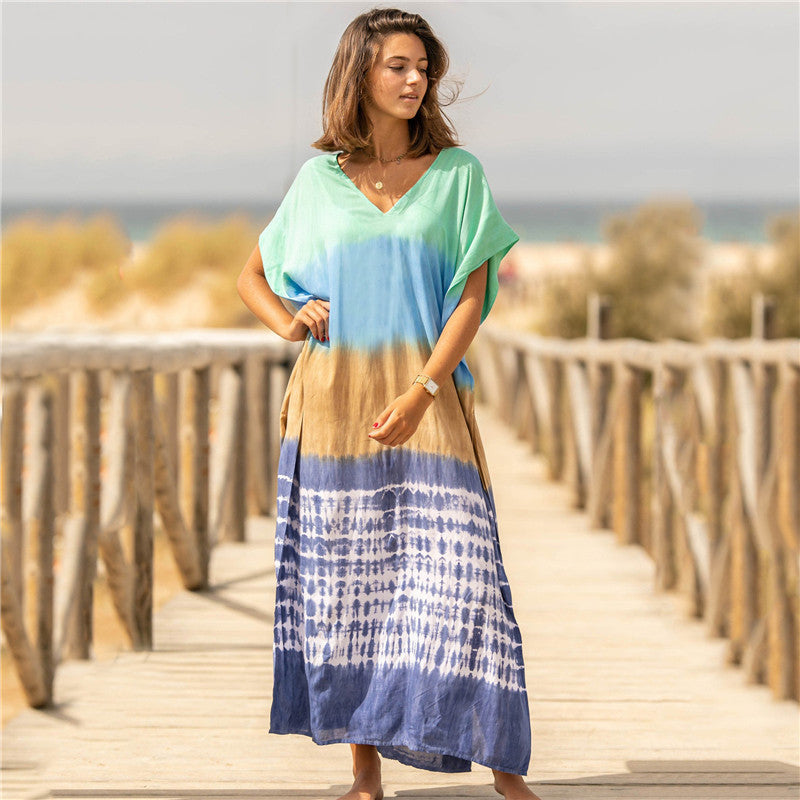 Gesche- Damen Maxi Maxi Kleid mit vielseitigem Schnitt Olivgrün 1