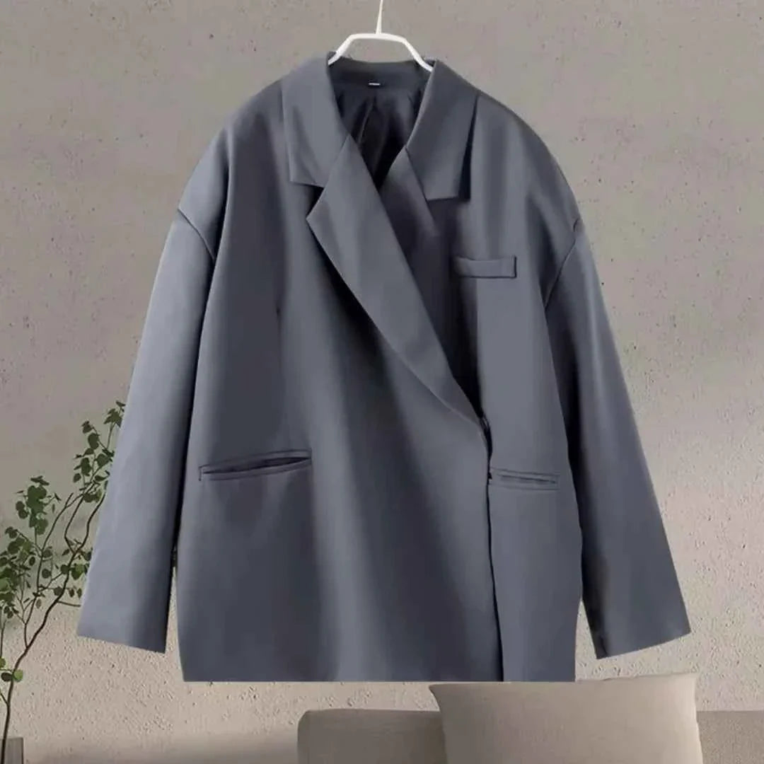 Gisela - Elegante Oversize Blazer Damen Grau
