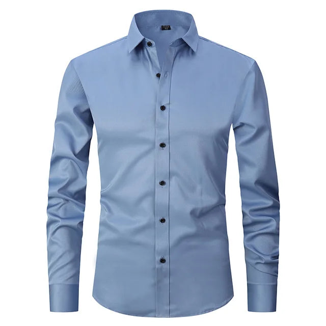 Gottlieb - Elastisches, knitterfreies Herrenhemd für Frühling Hellblau