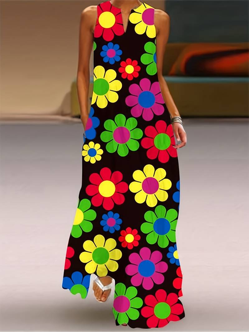 Grace Kleid mit Blumenmuster und gekerbtem Ausschnitt