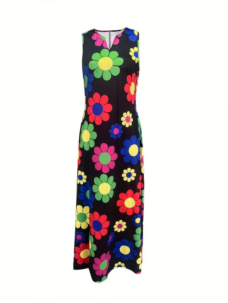 Grace Kleid mit Blumenmuster und gekerbtem Ausschnitt