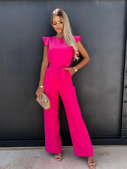 Gwyneth- Jumpsuit mit Rüschen Knalliges Pink