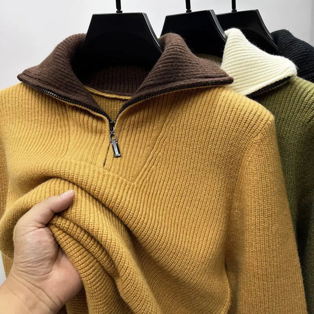 Axel – Herren Stehkragenpullover mit Reißverschluss – Sportlich & Modern