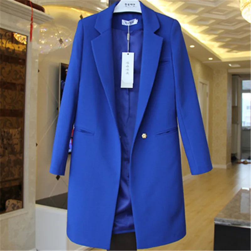 Cecilia – Damen Longline-Blazer mit Ein-Knopf-Verschluss