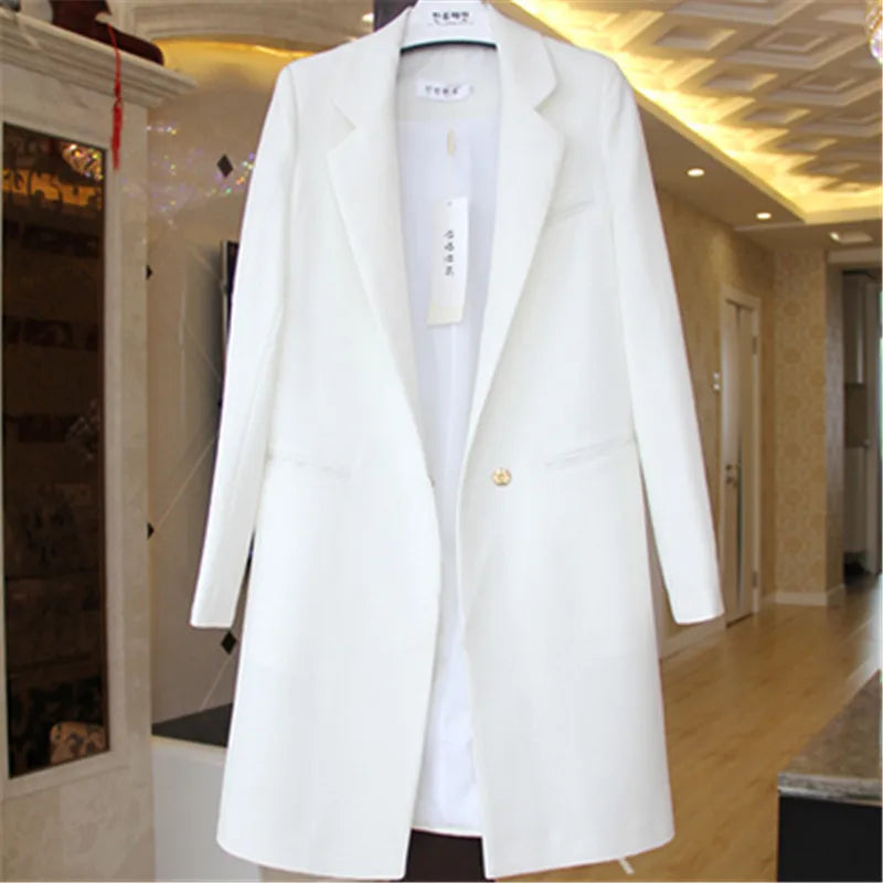 Cecilia – Damen Longline-Blazer mit Ein-Knopf-Verschluss