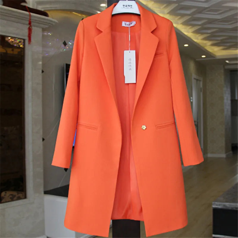 Cecilia – Damen Longline-Blazer mit Ein-Knopf-Verschluss