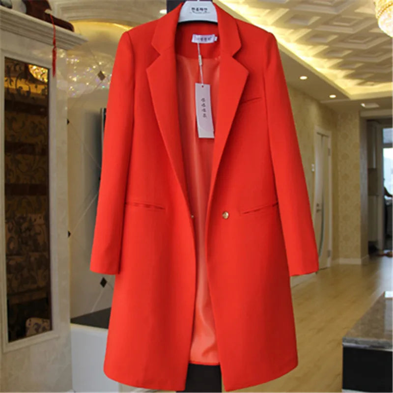 Cecilia – Damen Longline-Blazer mit Ein-Knopf-Verschluss