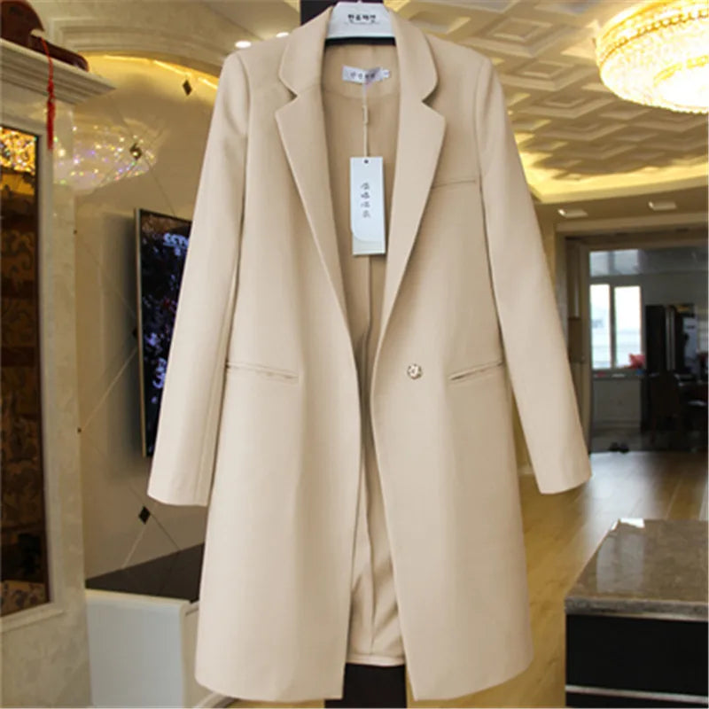 Cecilia – Damen Longline-Blazer mit Ein-Knopf-Verschluss