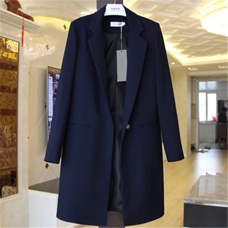 Cecilia – Damen Longline-Blazer mit Ein-Knopf-Verschluss