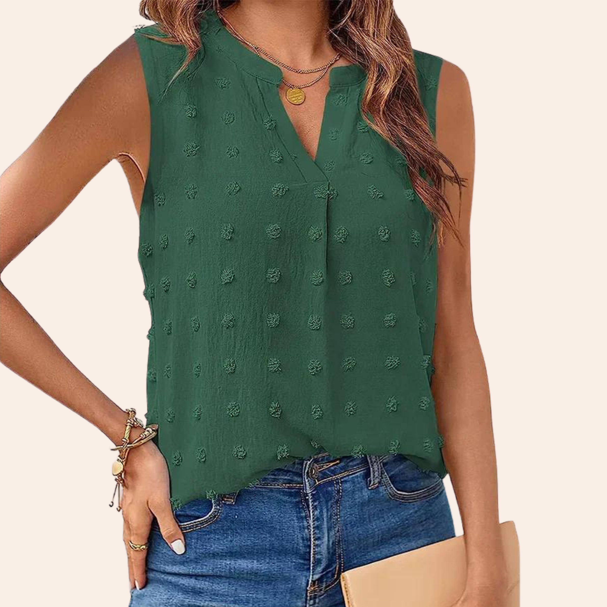 Hanna - Elegante ärmellose Bluse  Grun
