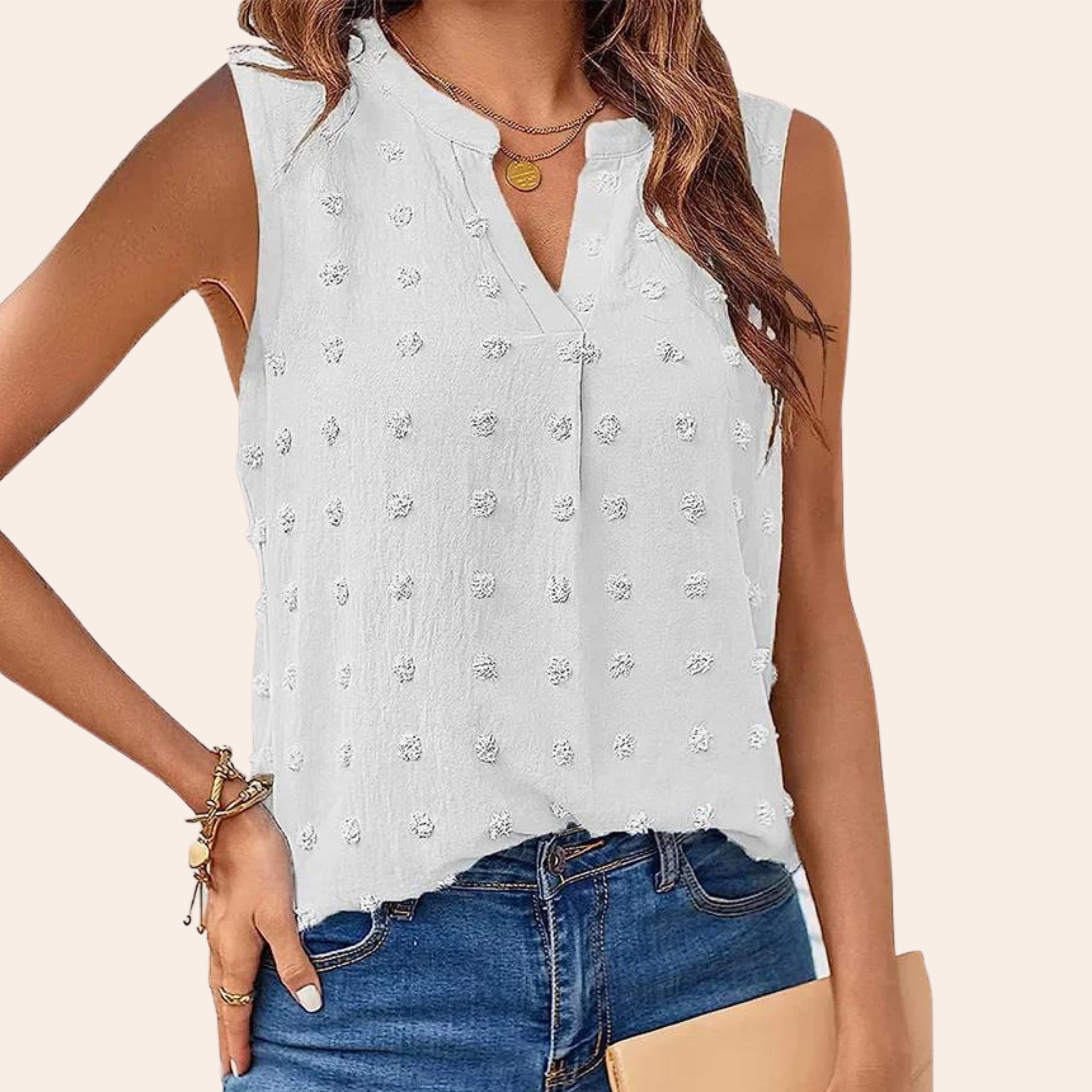 Hanna - Elegante ärmellose Bluse  WeiB