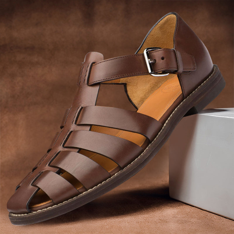Hans - Stylische Herren-Ledersandalen für den Sommer Braun