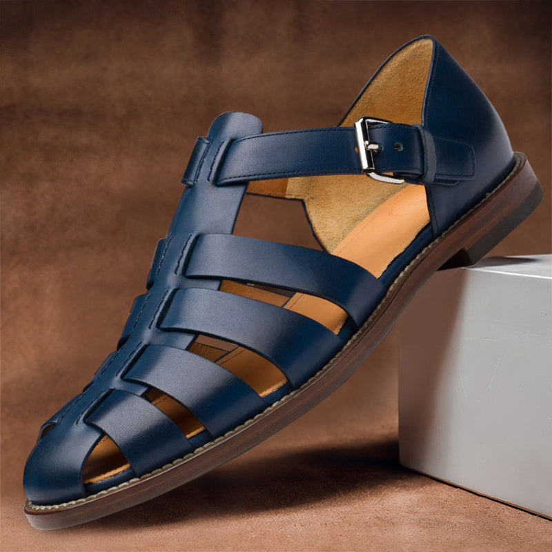 Hans - Stylische Herren-Ledersandalen für den Sommer Dunkelblau