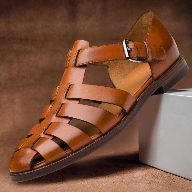 Hans - Stylische Herren-Ledersandalen für den Sommer Kongisbraun