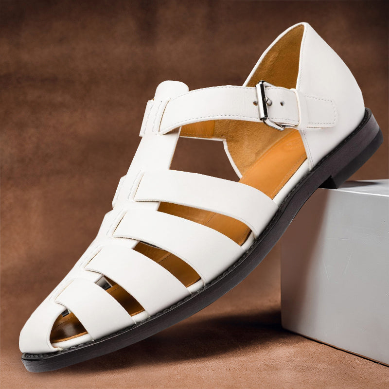 Hans - Stylische Herren-Ledersandalen für den Sommer WeiB