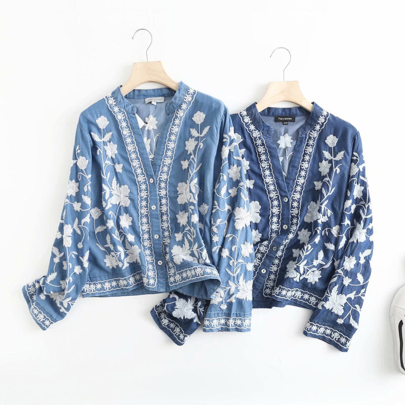 Keysha - Sommer Denim Bloom Cardigan