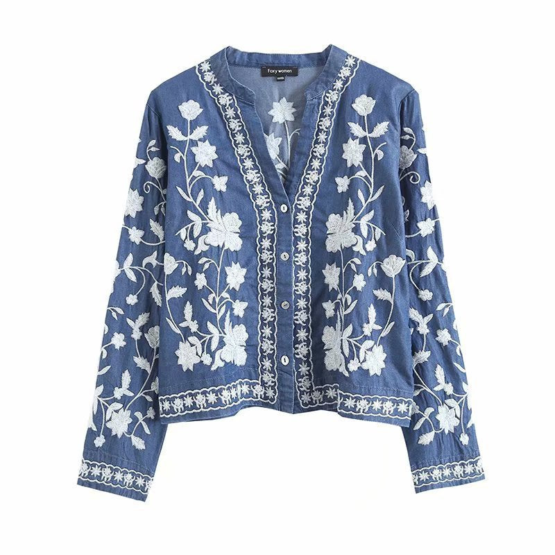 Keysha - Sommer Denim Bloom Cardigan